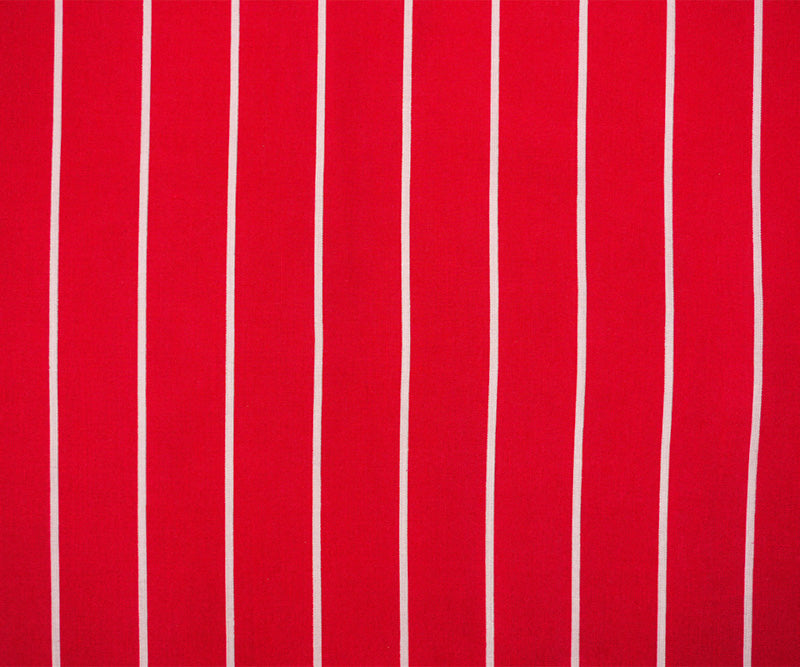 Red-White Rayon Stripe Printed Challis Woven Fabric