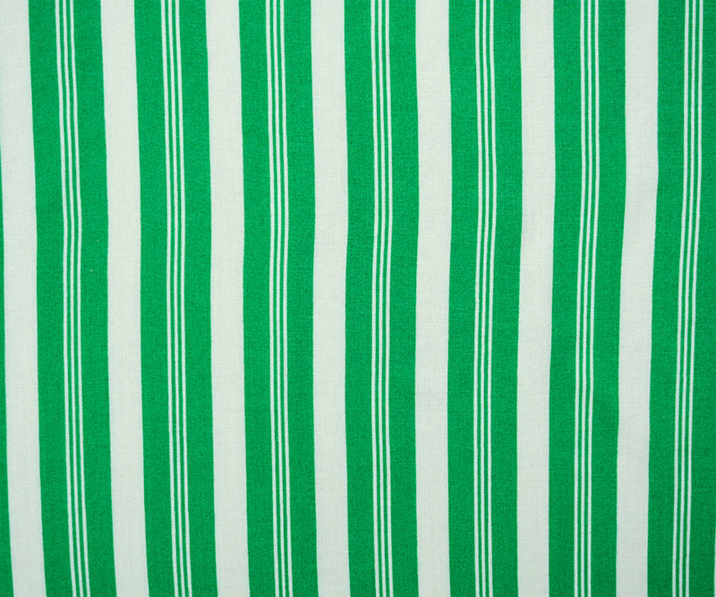 Green-White Rayon Stripe Printed Challis Woven Fabric