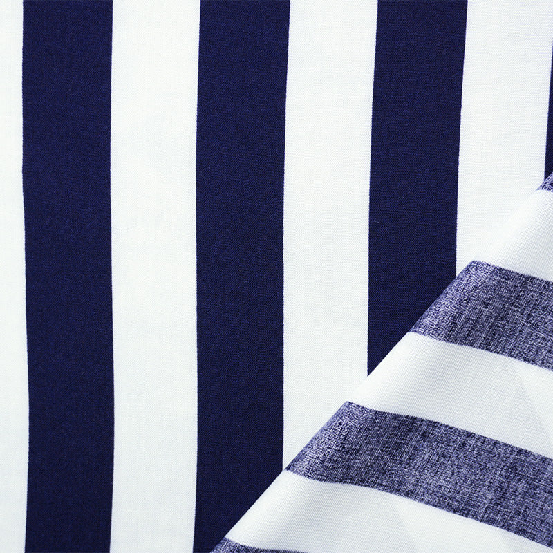 Blue-White Rayon Stripe Challis Woven Fabric