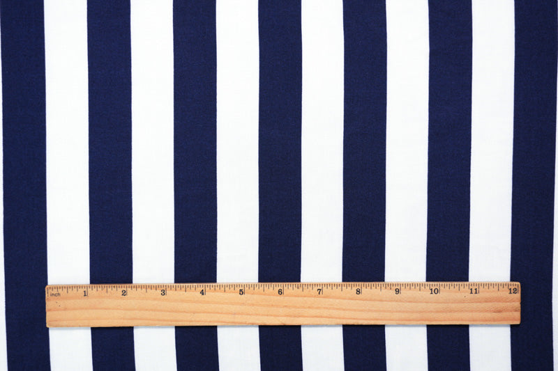 Blue-White Rayon Stripe Challis Woven Fabric