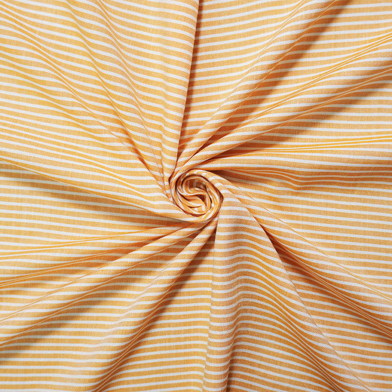 Yellow-White Rayon Stripe Challis Woven Fabric