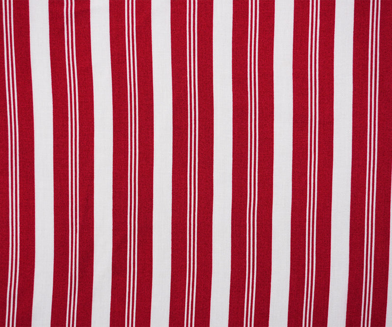Red-White Rayon Stripe Printed Challis Woven Fabric