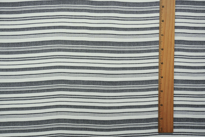 Black-White Rayon Cotton Stripe Dobby Woven Fabric