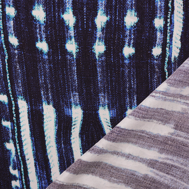 2 YD PC-Blue-White Rayon Abtract Tie Dye Printed Twill Woven Fabric