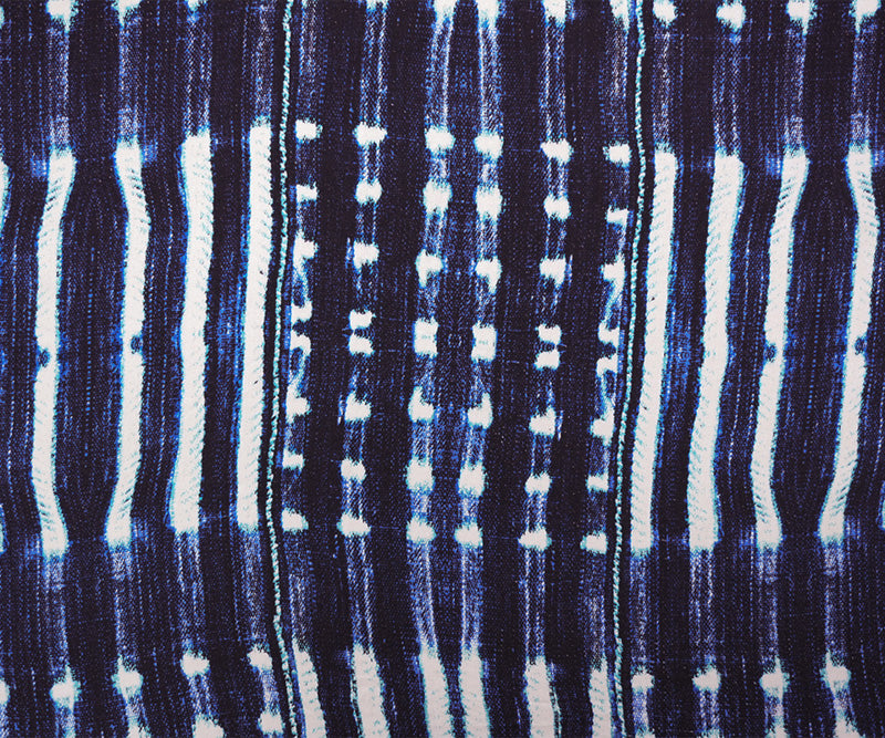2 YD PC-Blue-White Rayon Abtract Tie Dye Printed Twill Woven Fabric
