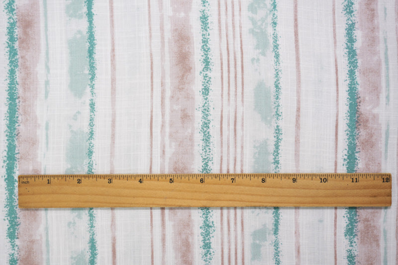 2 3/4 YD PC-White-Multi Rayon Abstract Stripe Cross Hatch Slub Woven Fabric