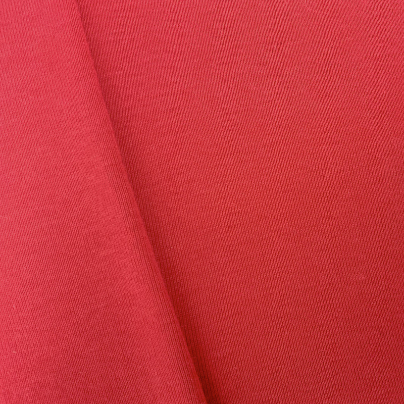 Red Organic Cotton Solid 1X1 Rib Knit Fabric