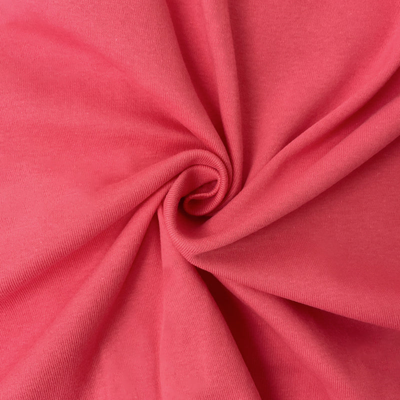 Pink Organic Cotton Solid 1X1 Rib Knit Fabric