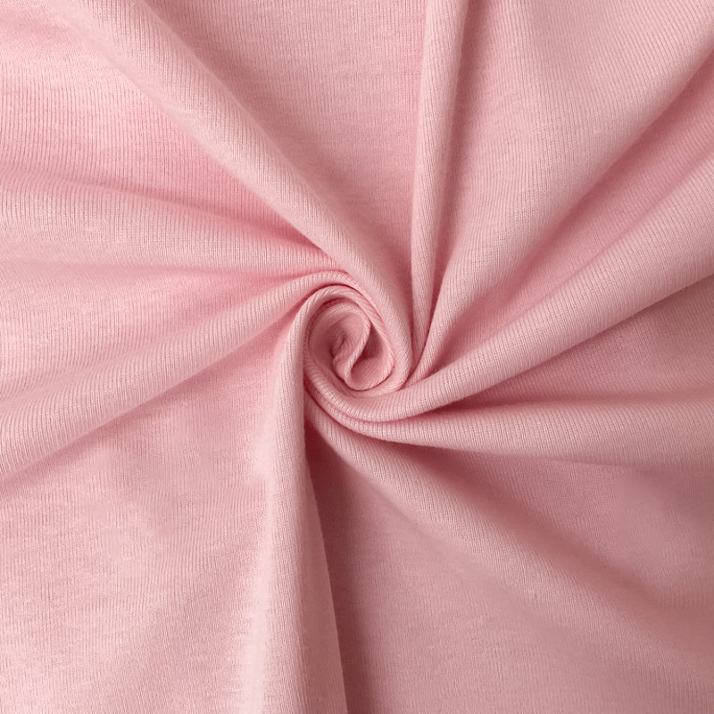 Pink Organic Cotton Solid 1X1 Rib Knit Fabric