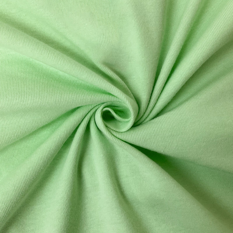 Green Organic Cotton Solid 1X1 Rib Knit Fabric