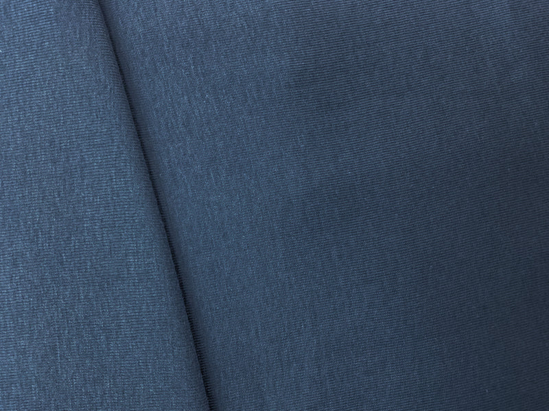 Blue Organic Cotton Solid 1X1 Rib Knit Fabric