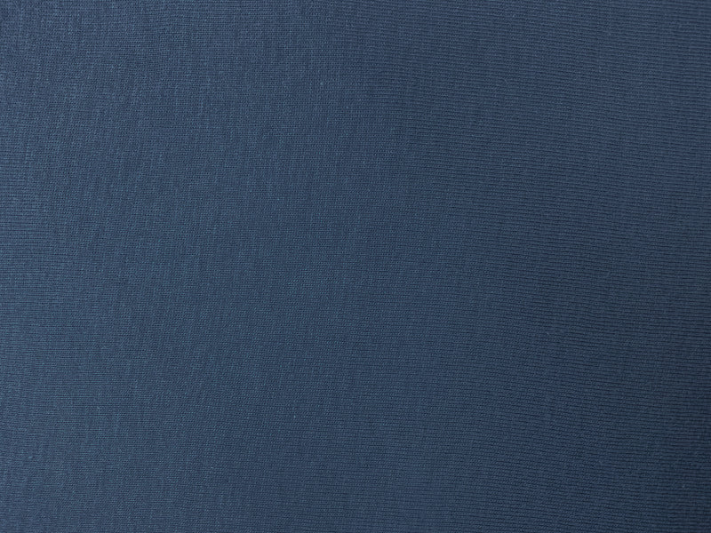 Blue Organic Cotton Solid 1X1 Rib Knit Fabric