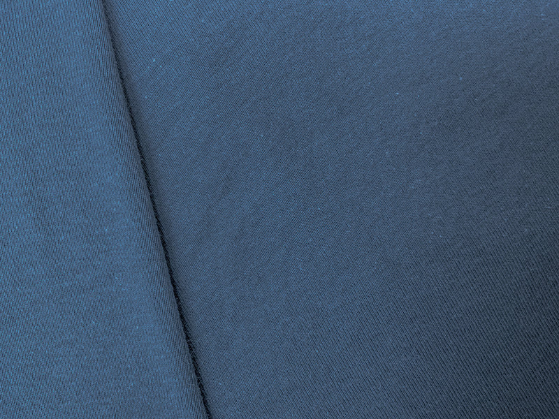 1 1/4 YD PC-Blue Organic Cotton Solid 1X1 Rib Knit Fabric