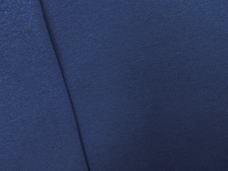 Blue Organic Cotton Solid 1X1 Rib Knit Fabric