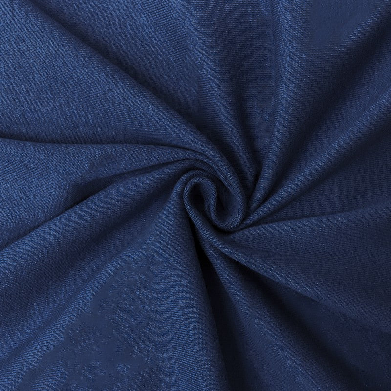 Blue Organic Cotton Solid 1X1 Rib Knit Fabric