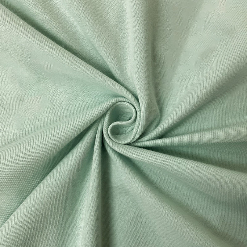 Green Organic Cotton Solid 1X1 Rib Knit Fabric