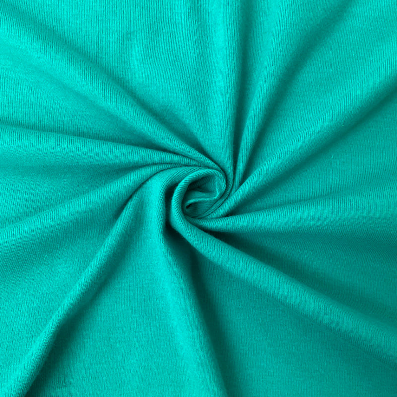 Green Organic Cotton Solid 1X1 Rib Knit Fabric