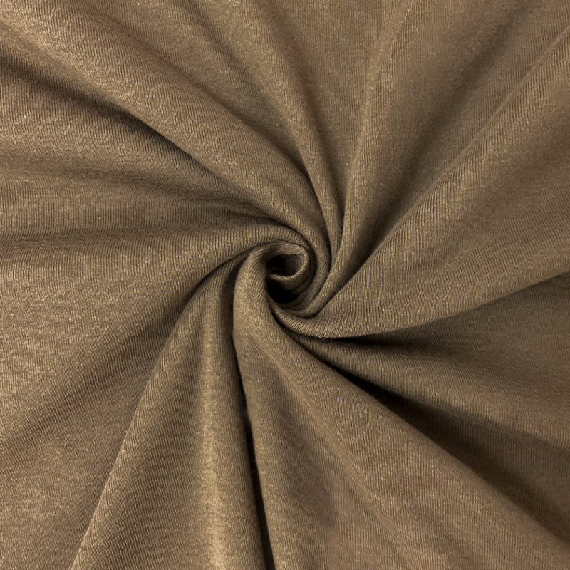 Brown Organic Cotton Solid 1X1 Rib Knit Fabric