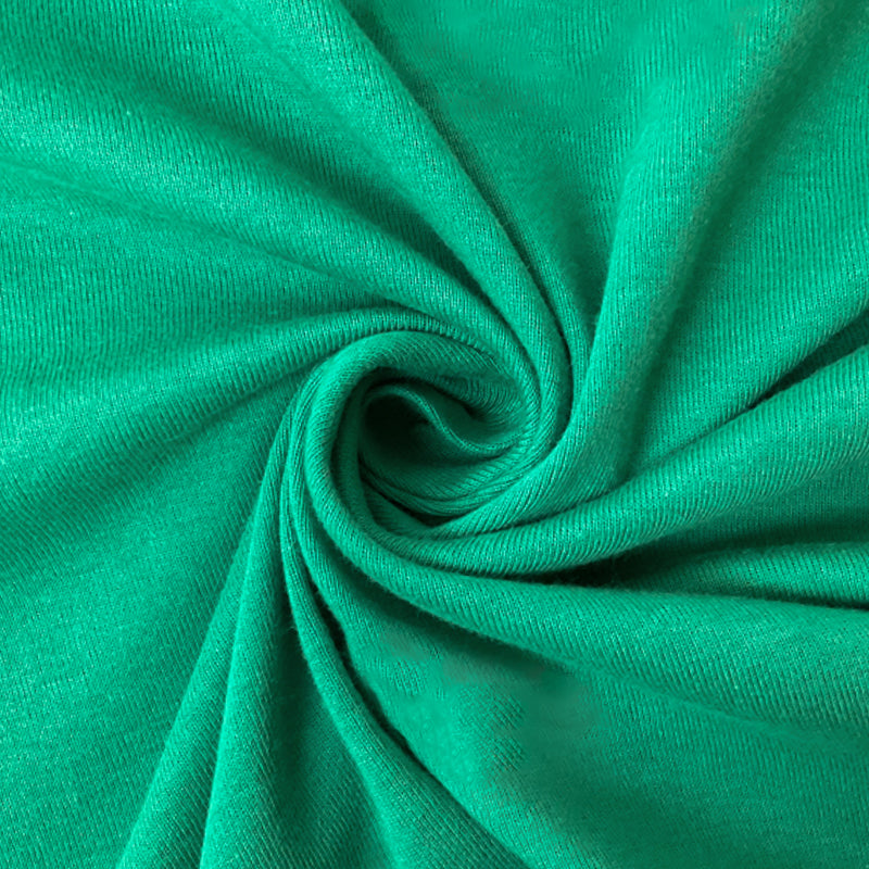 Green Organic Cotton Solid 1X1 Rib Knit Fabric