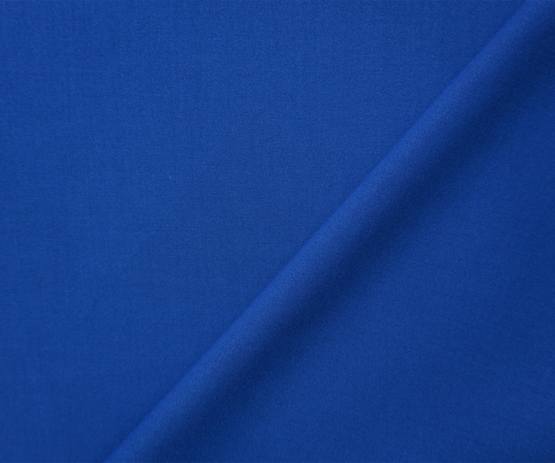 Blue Poly Rayon Spandex Stretch Solid Woven Suiting Fabric