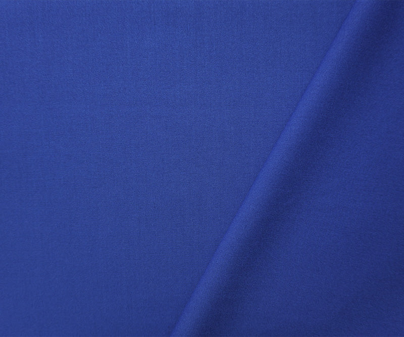 Blue Poly Rayon Spandex Stretch Solid Woven Suiting Fabric