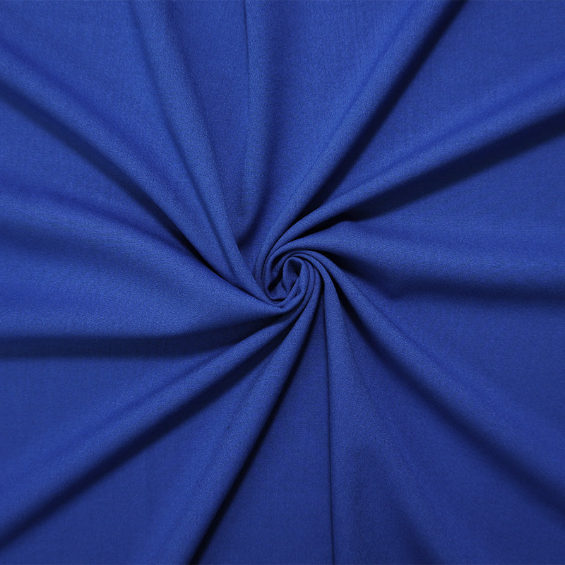 Blue Poly Rayon Spandex Stretch Solid Woven Suiting Fabric