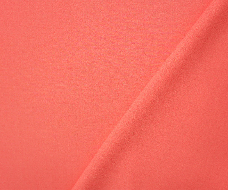 Deep Salmon Poly Rayon Spandex Stretch Solid Woven Suiting Fabric
