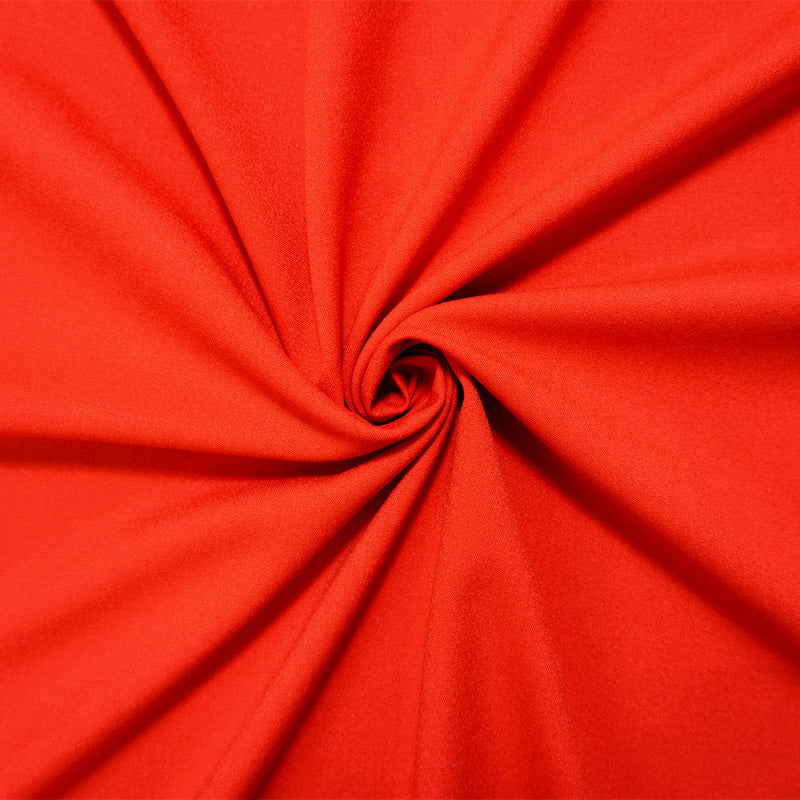 Sunset Red Poly Rayon Spandex Stretch Solid Woven Suiting Fabric