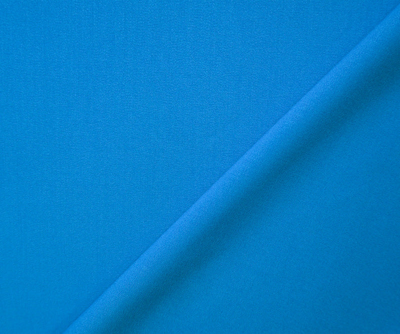 Blue Poly Rayon Spandex Stretch Solid Woven Suiting Fabric