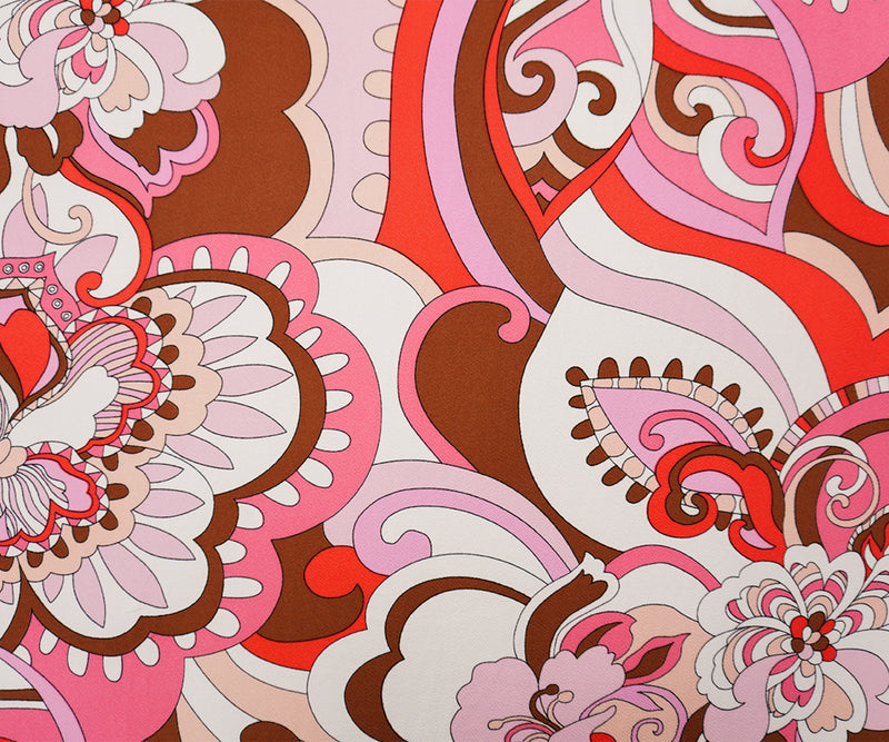 Pink-White-Multi Poly Floral Print Liverpool Double Knit Fabric