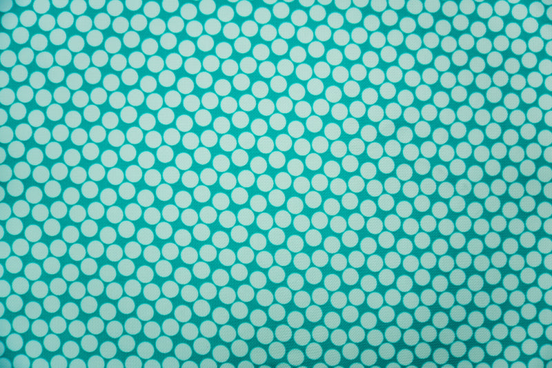 Turquoise-White Poly Dot Print Liverpool Double Knit Fabric