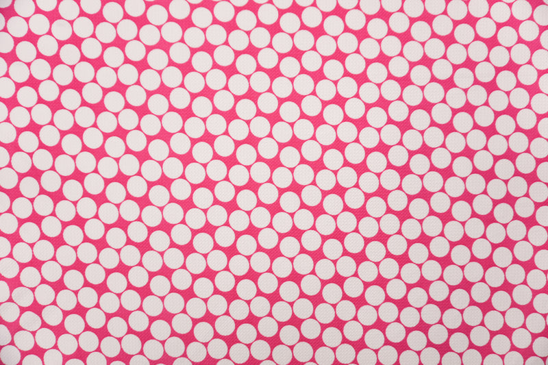 Pink-White Poly Dot Print Liverpool Double Knit Fabric