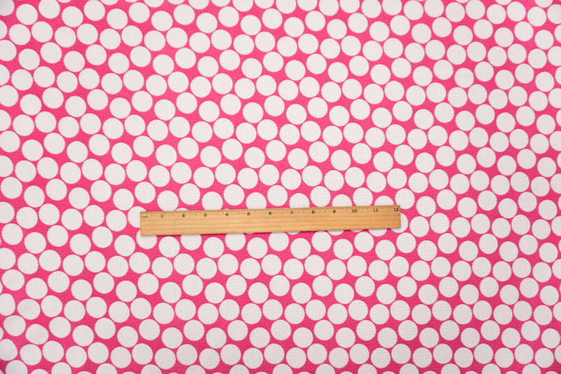 Pink-White Poly Dot Print Liverpool Double Knit Fabric