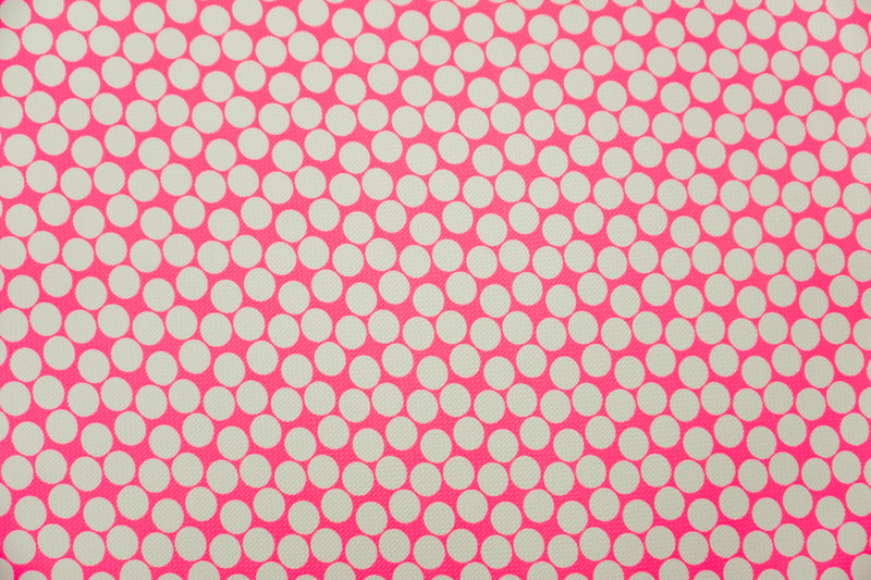 Neon Pink-White Poly Dot Print Liverpool Double Knit Fabric