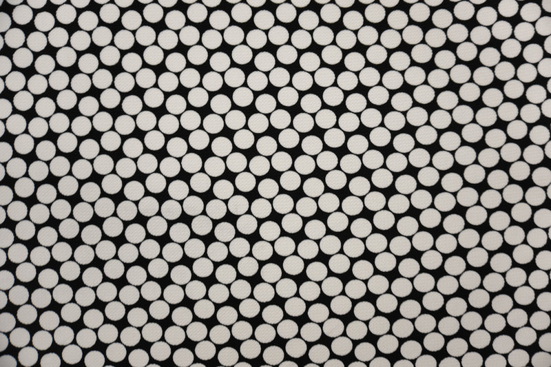 Black-White Poly Dot Print Liverpool Double Knit Fabric