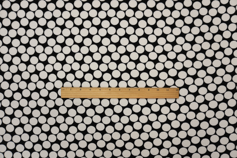 Black-White Poly Dot Print Liverpool Double Knit Fabric