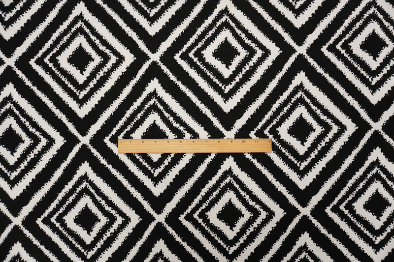 Black-White Poly Diamond Print Liverpool Double Knit Fabric