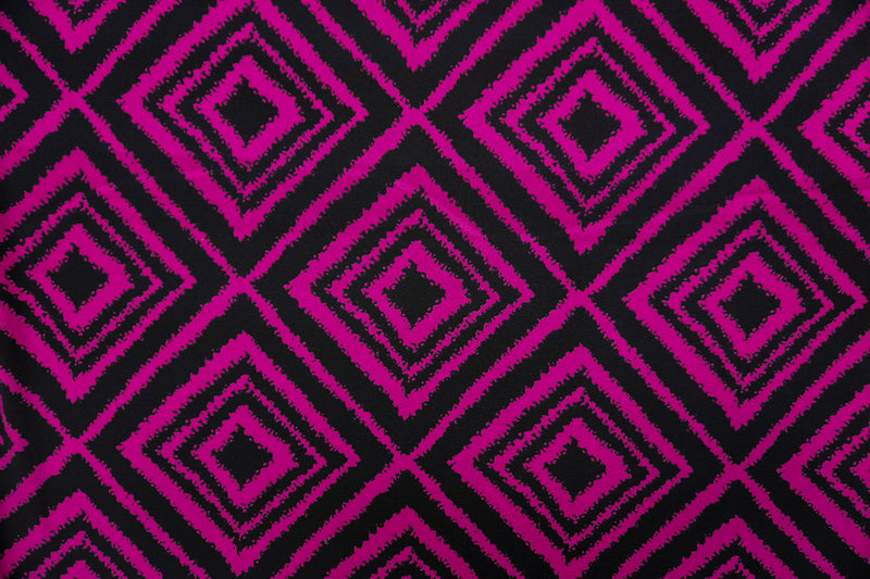 Pink-Black Poly Diamond Print Liverpool Double Knit Fabric