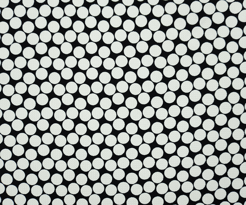 Black-White Poly Dot Print Liverpool Double Knit Fabric