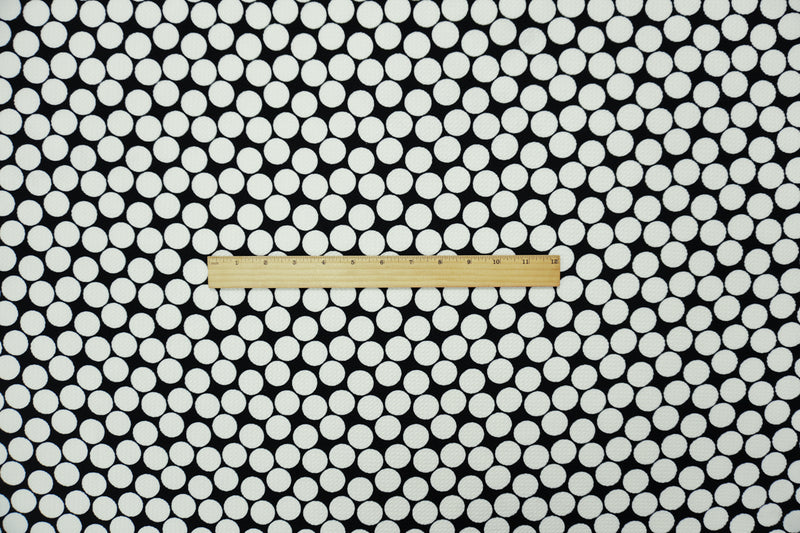 Black-White Poly Dot Print Liverpool Double Knit Fabric