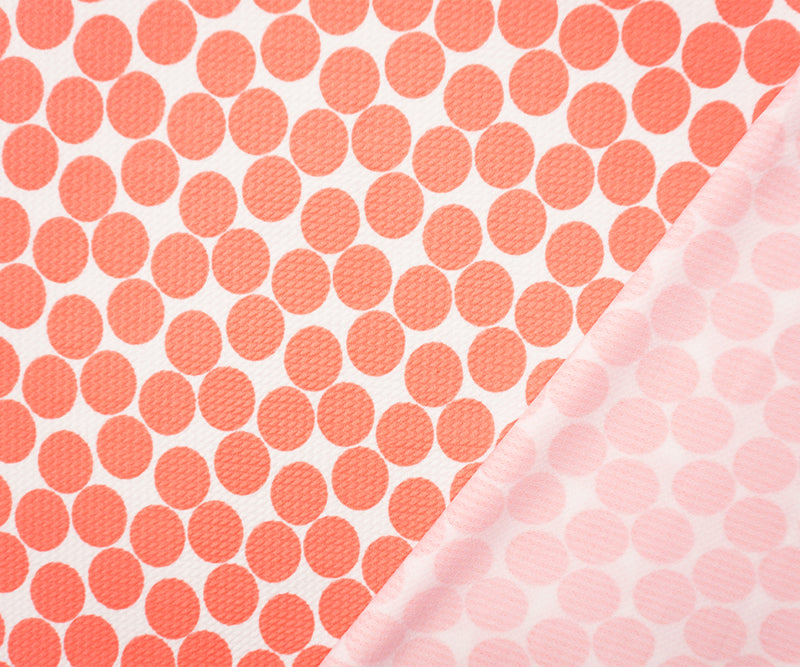 White-Peach Poly Dot Print Liverpool Double Knit Fabric