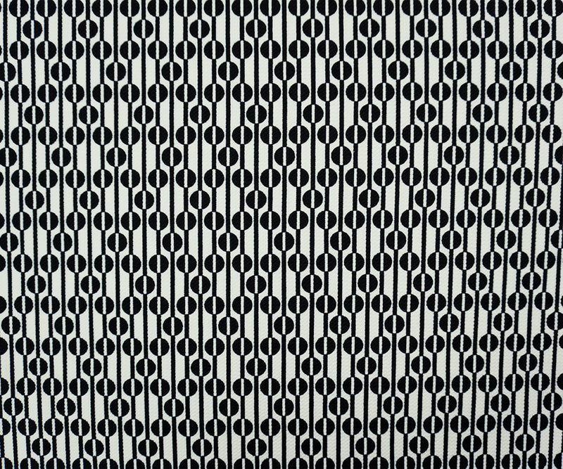 White-Black Poly Geometric Print Liverpool Double Knit Fabric