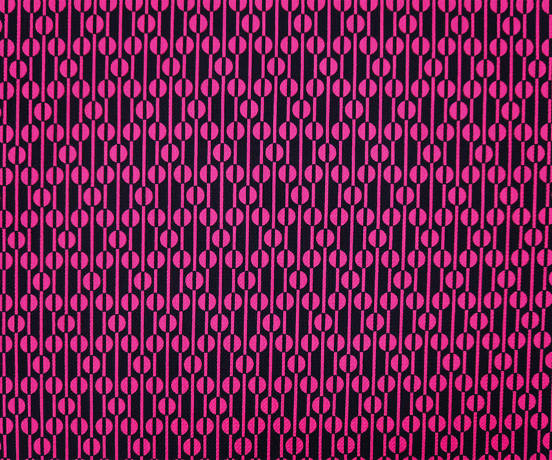 Pink-Blue Poly Geometric Print Liverpool Double Knit Fabric