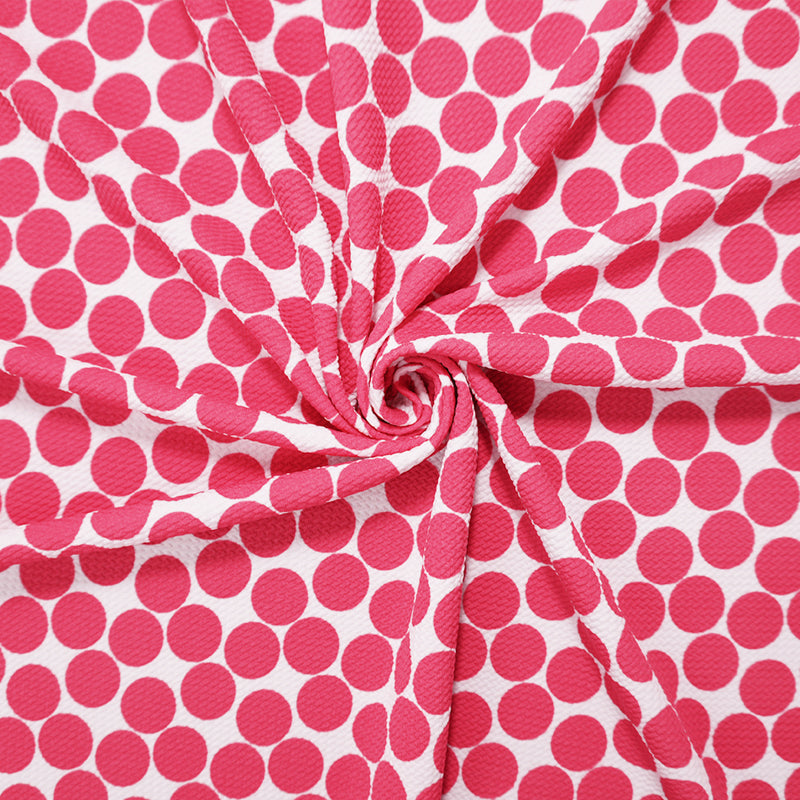 White-Pink Poly Dot Print Liverpool Double Knit Fabric