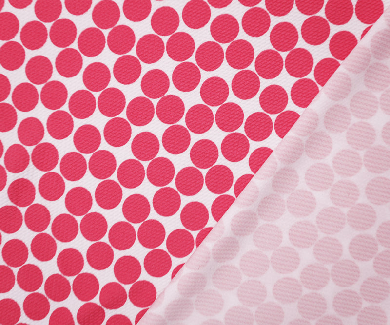 White-Pink Poly Dot Print Liverpool Double Knit Fabric