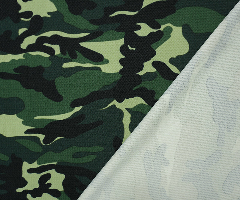 Green-Black Poly Camo Print Liverpool Double Knit Fabric