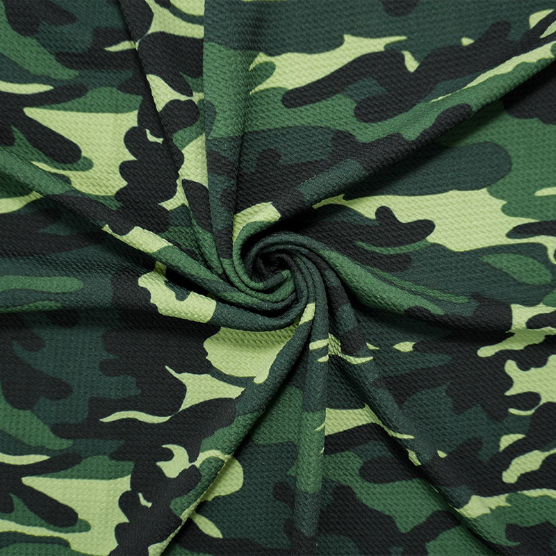 Green-Black Poly Camo Print Liverpool Double Knit Fabric
