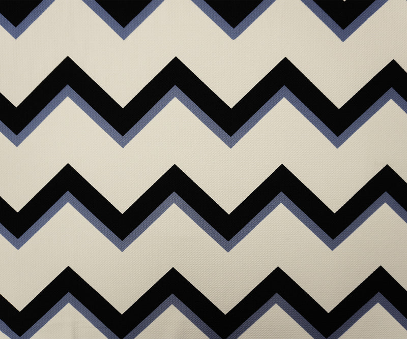 Ivory-Black-Gray Poly Chevron Print Liverpool Double Knit Fabric