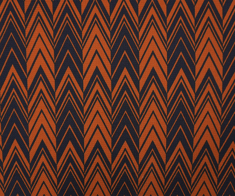 Brown Poly Abstract Chevron Print Liverpool Double Knit Fabric