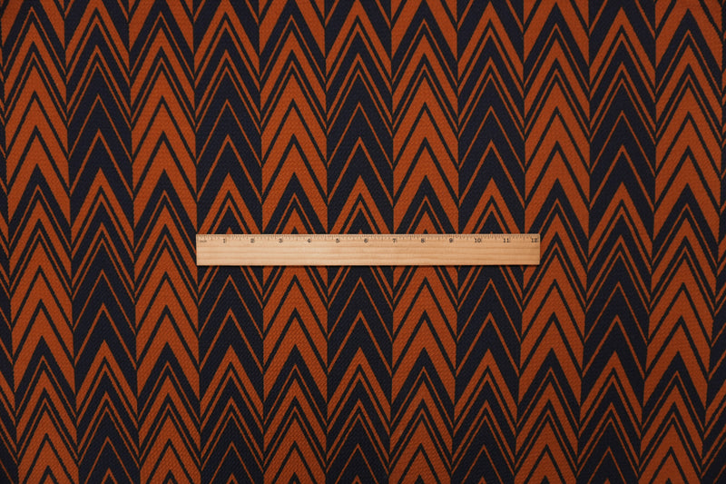 Brown Poly Abstract Chevron Print Liverpool Double Knit Fabric
